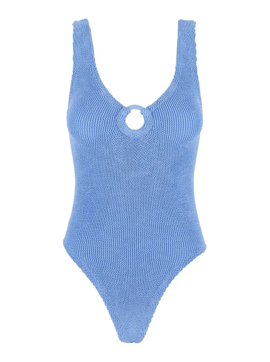 Hunza G 'Celine' Blue Swimsuit With Cut-Out With Ring In Tech Fabric Stretch Woman - 1