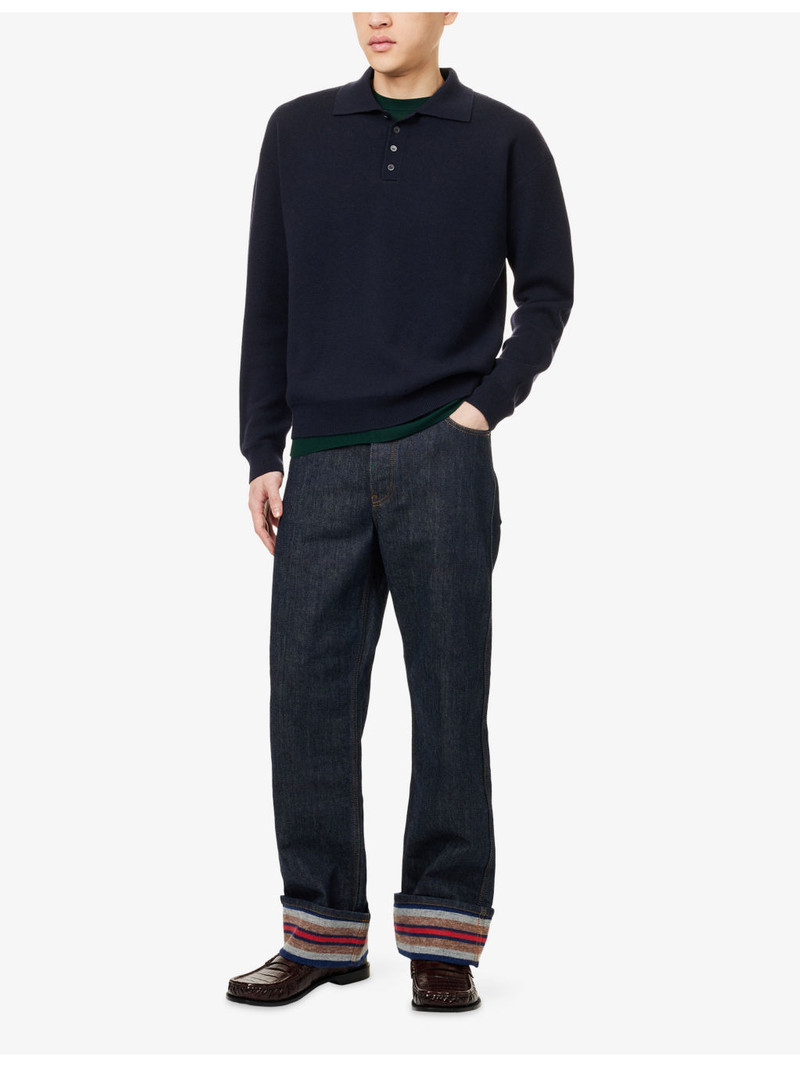 Loewe Intarsia-Logo Polo-Collar Wool Jumpers outlook