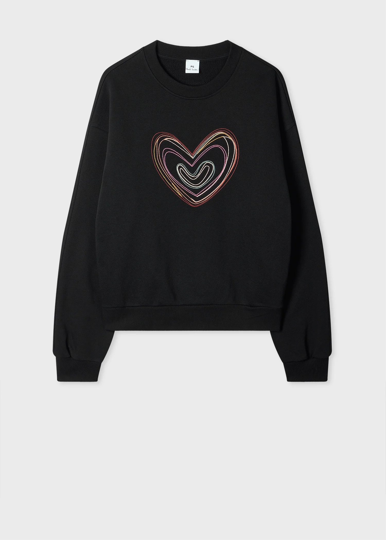 Women's Black Organic Cotton 'Swirl Heart' Embroidered Sweatshirt - 1