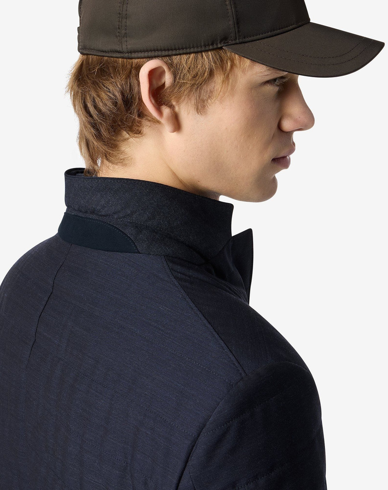 Blue stretch technical wool jacket with detachable vest 4