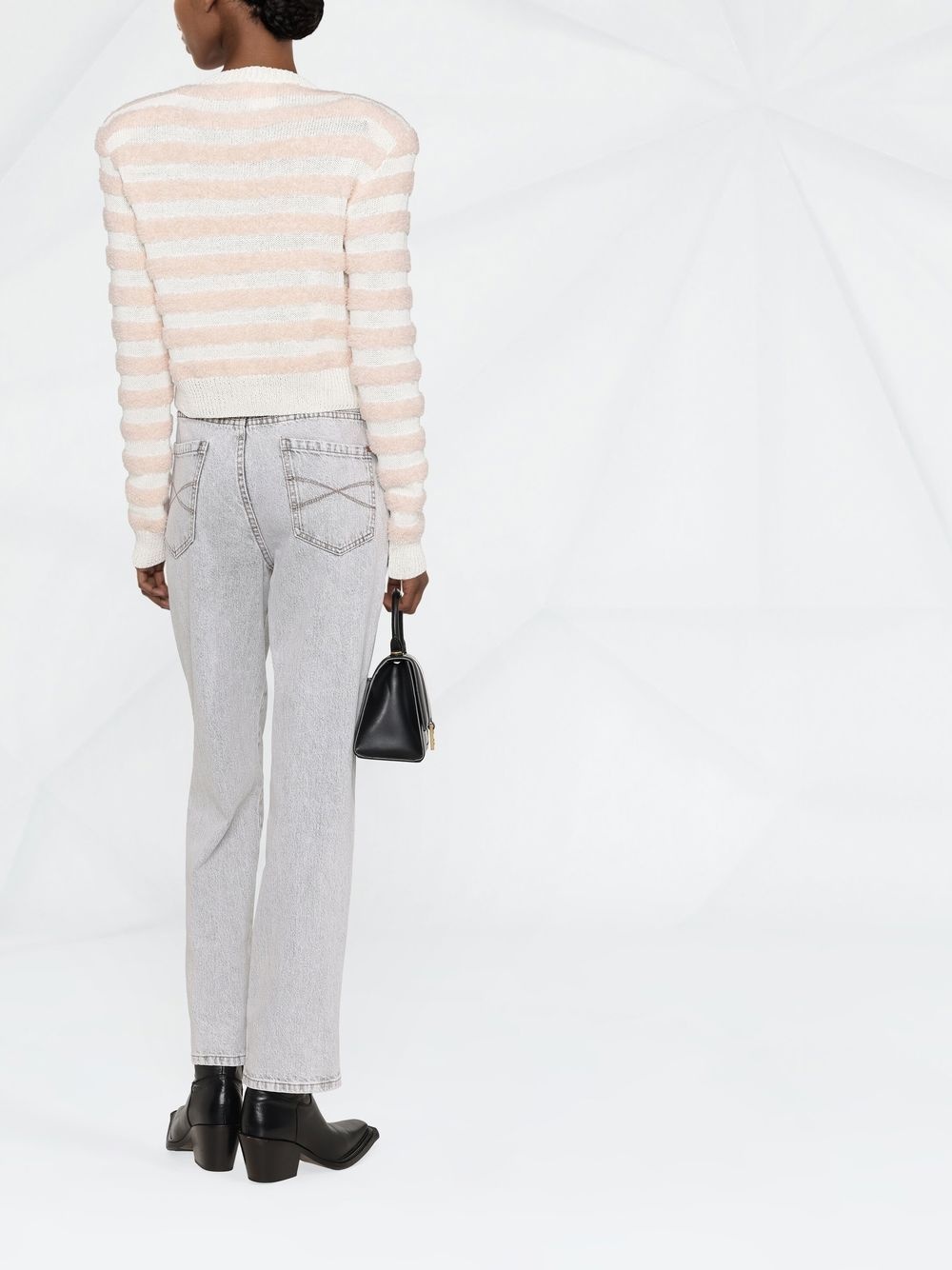 padded-shoulders striped cardigan - 7