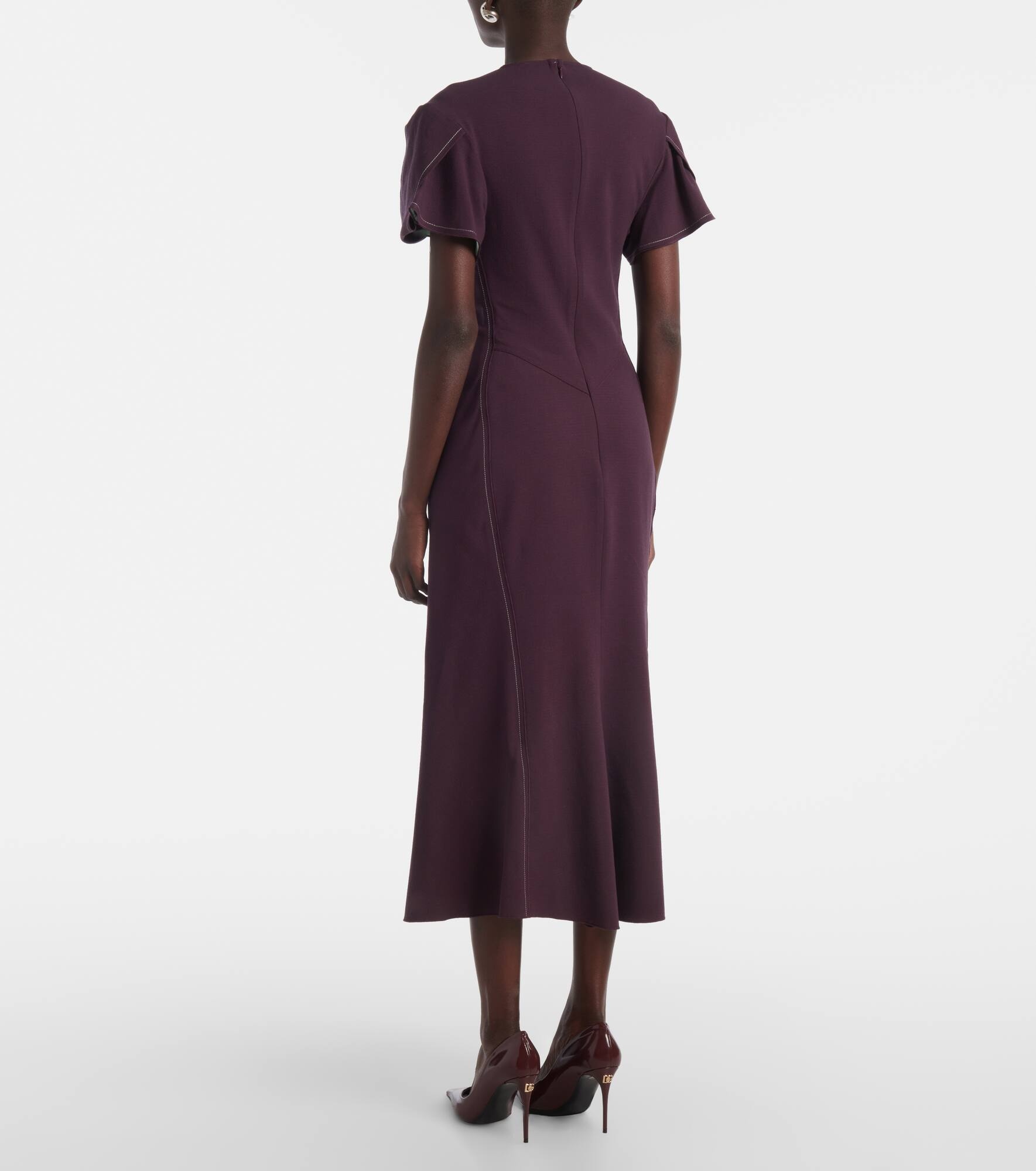 Gathered wool-blend midi dress - 3