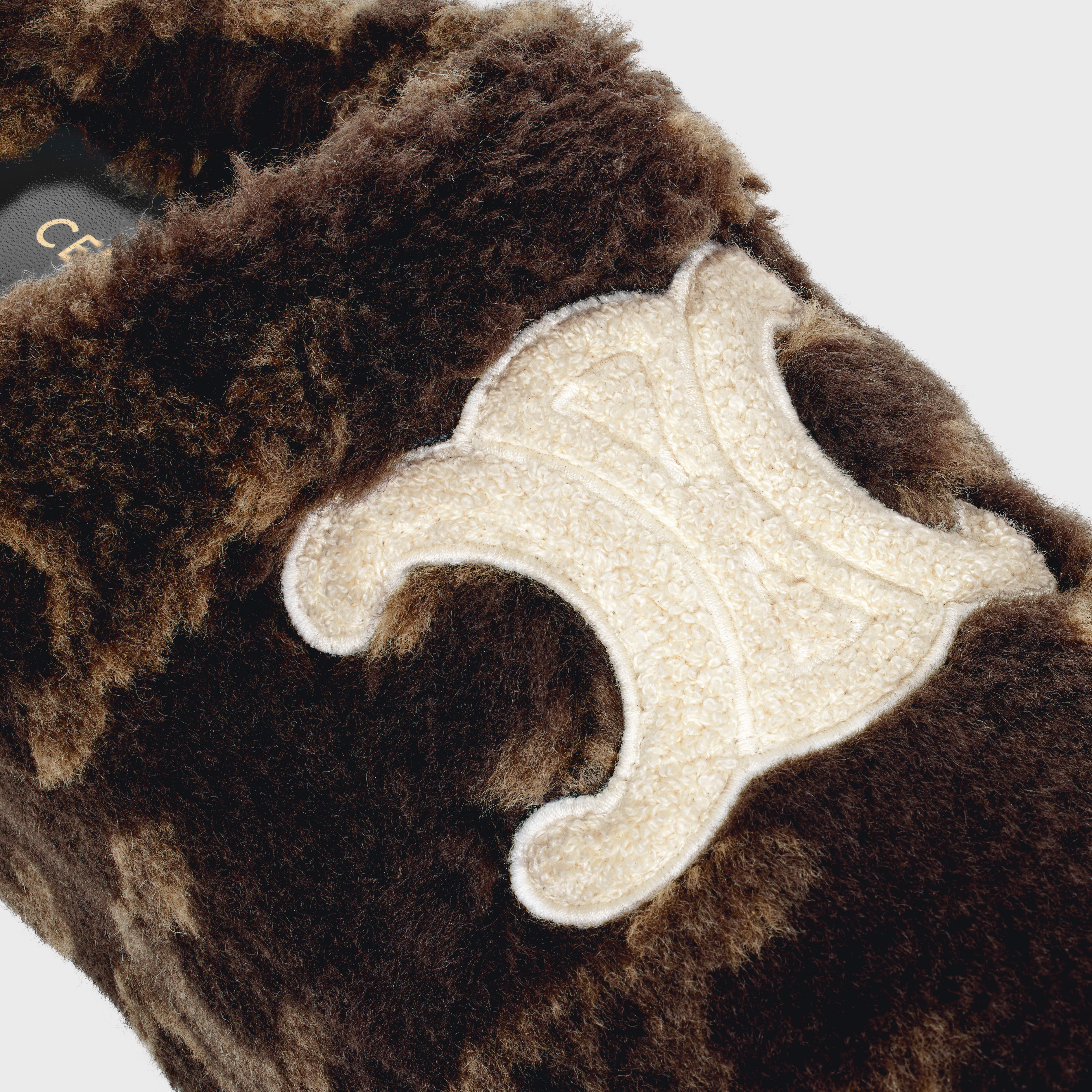 CELINE FUR MULE in WOOL TRIOMPHE JACQUARD - 4