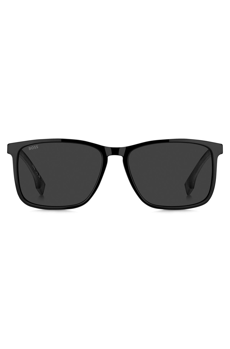 TEMPLE-LOGO SUNGLASSES IN BLACK ACETATE 3