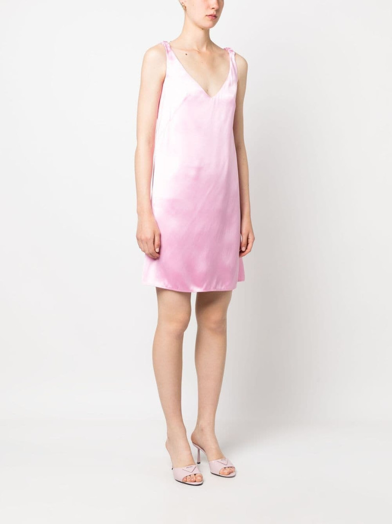 ruched-straps V-neck satin dress 3