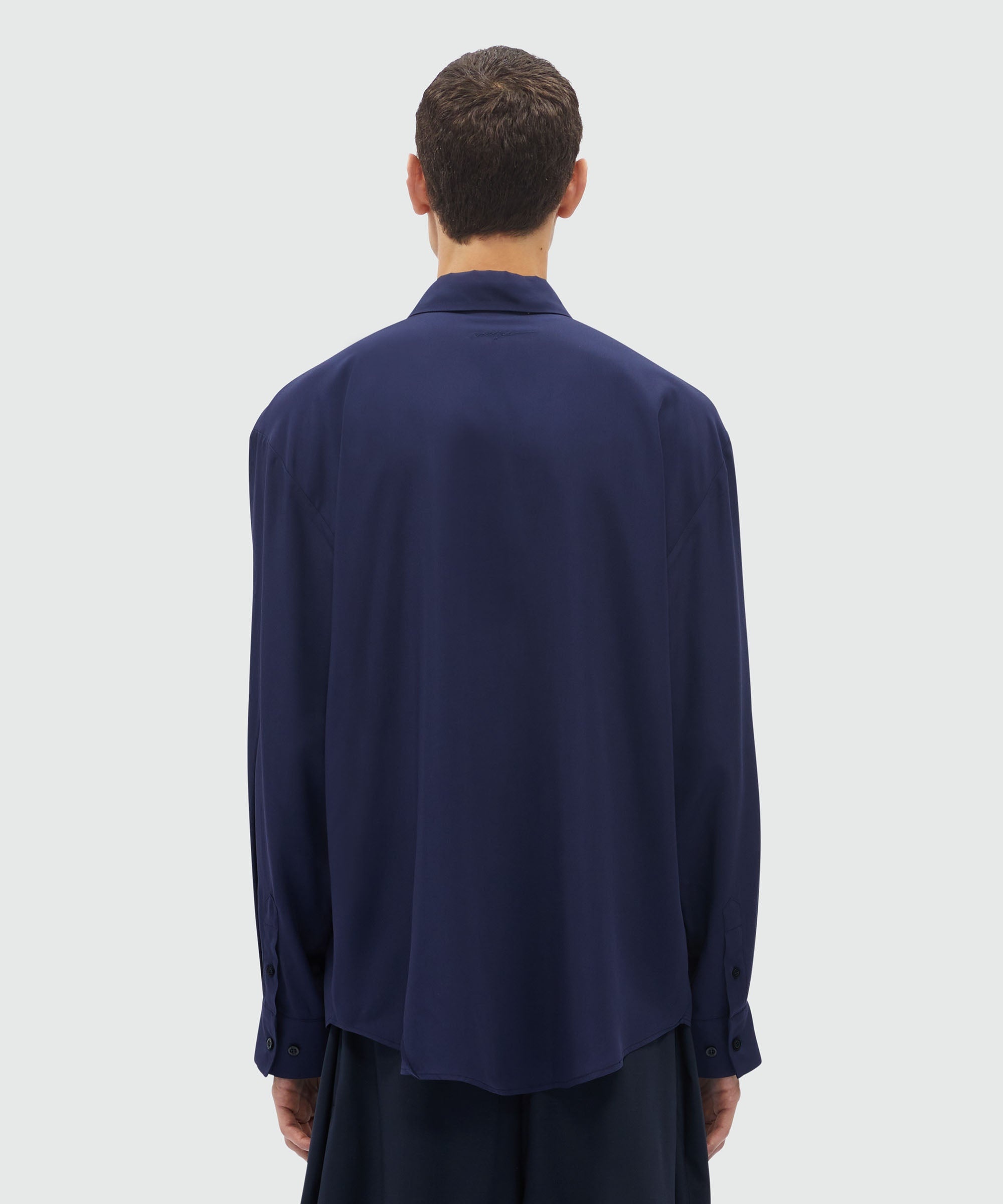 Navy blue fluid viscose shirt - 3