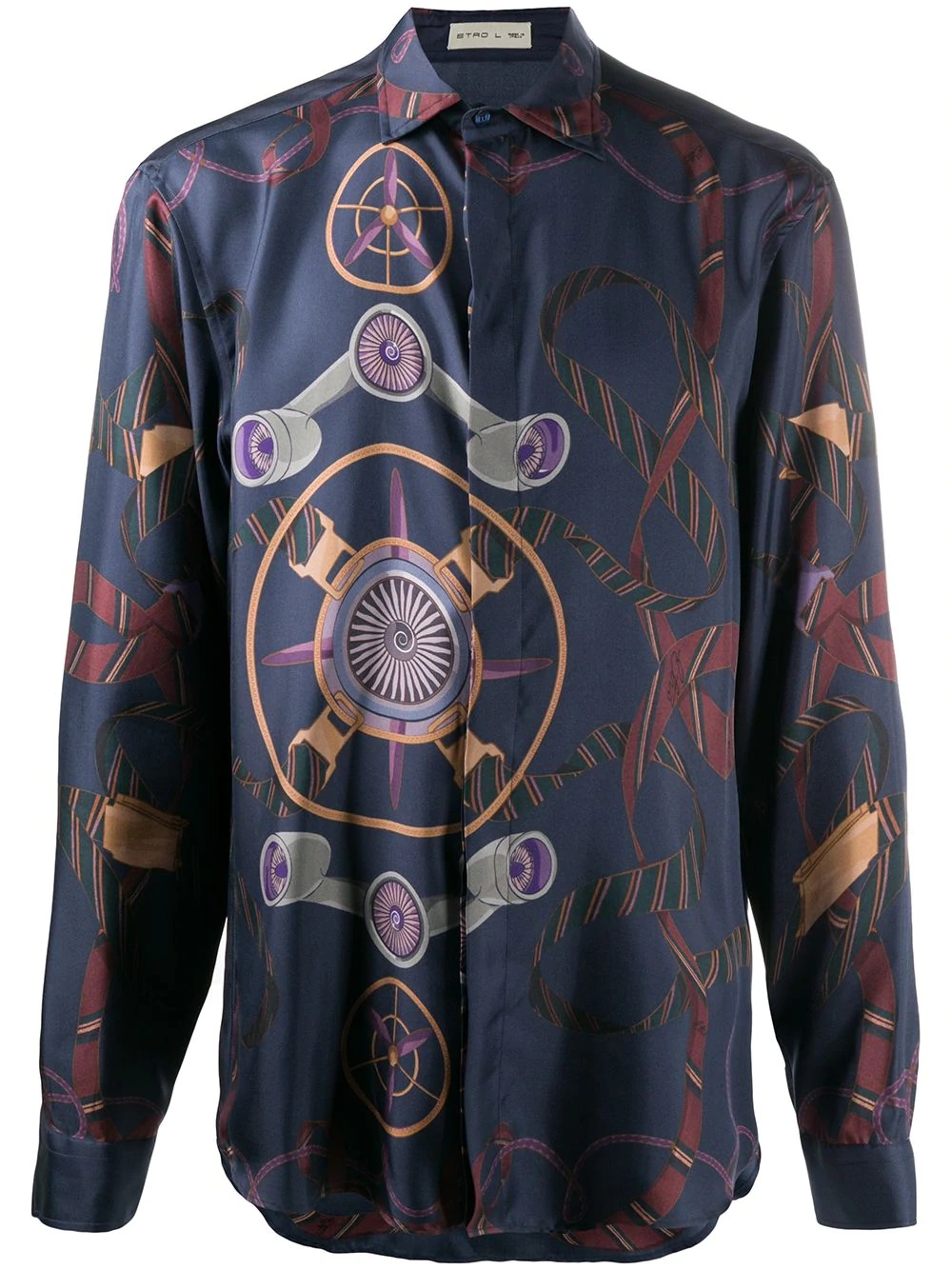 long-sleeved aviation print shirt - 1