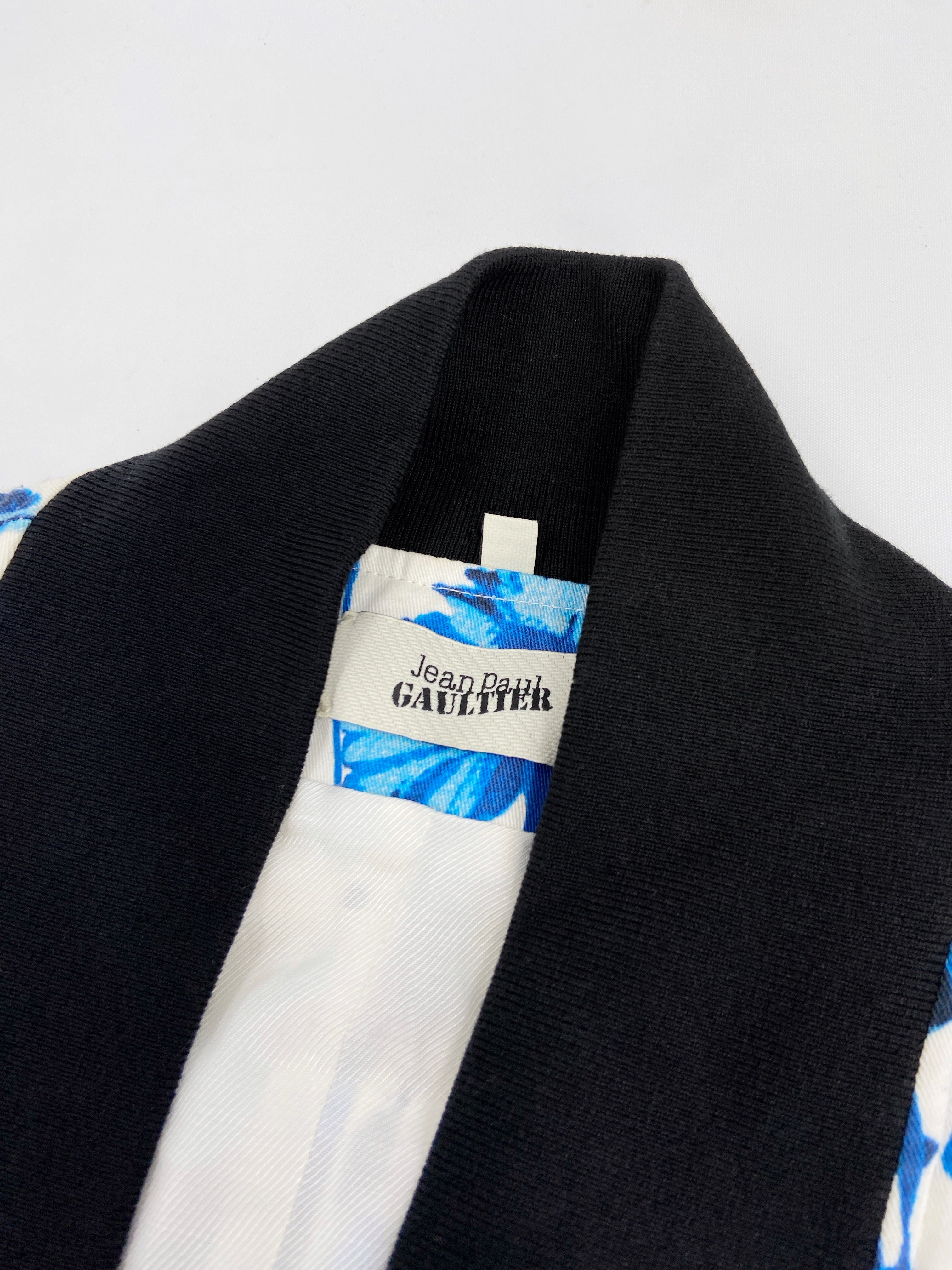 Jean Paul Gaultier Spring 2015 Blue Floral Cropped Bomber 40 - 12
