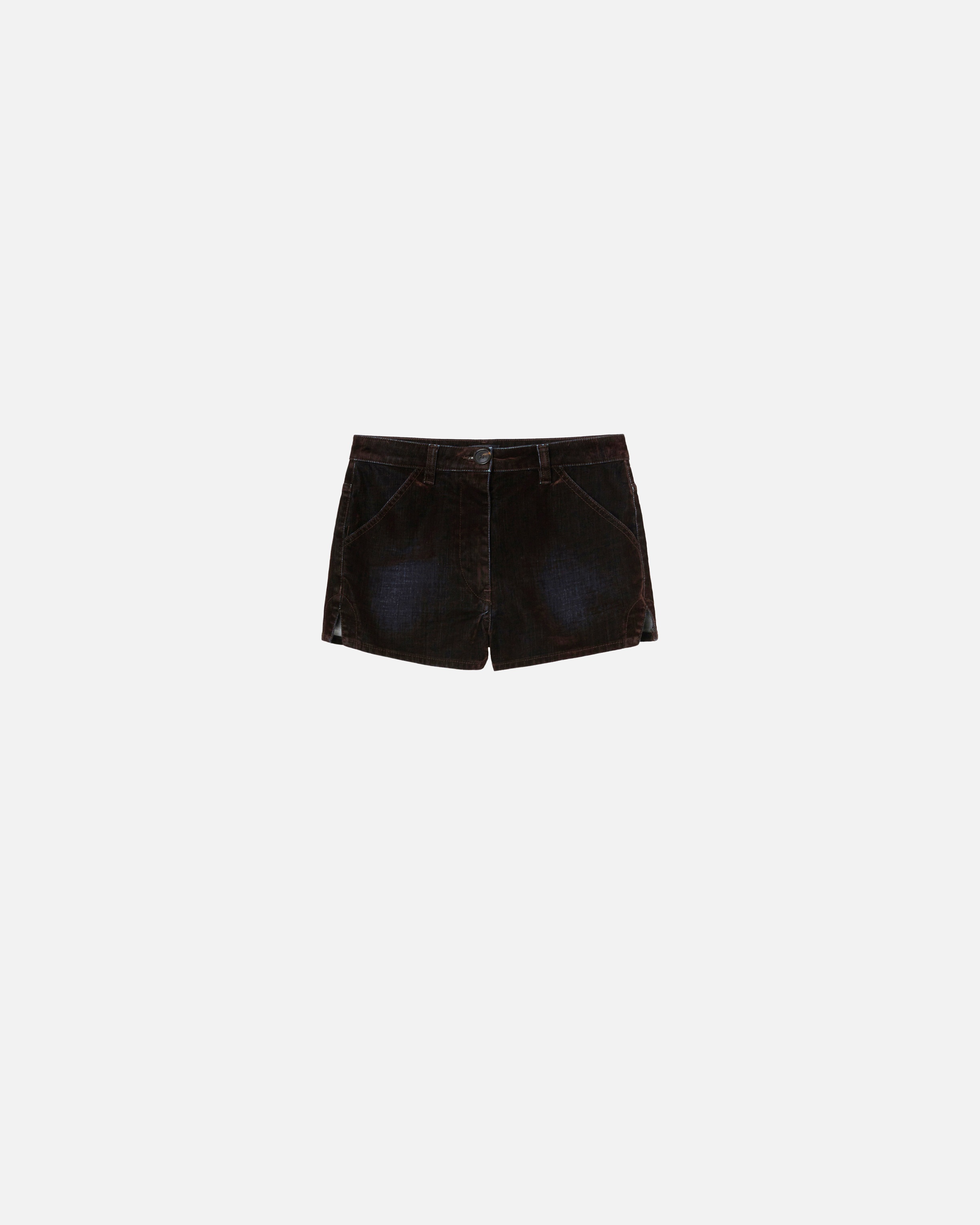 SLIM-FIT FLOCKED DENIM SHORTS - 1
