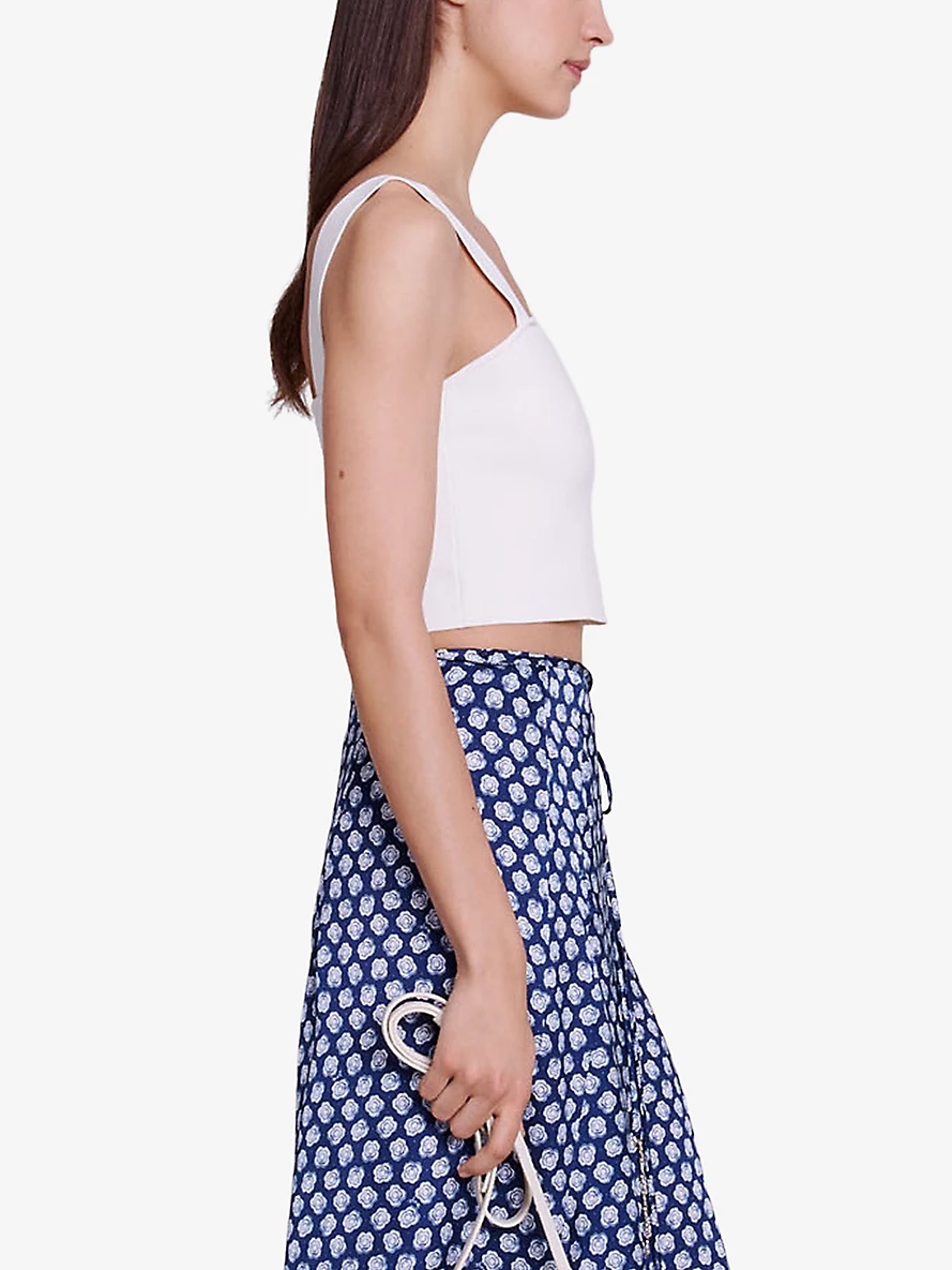 Floral-print split-hem woven midi skirt - 5