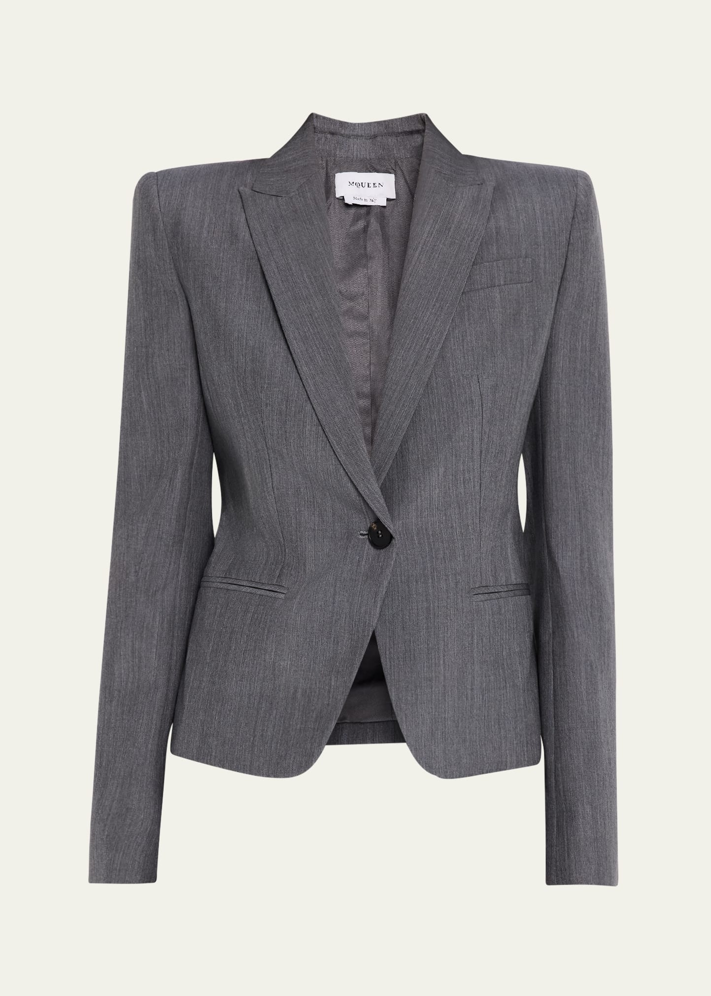 Single-Breasted Wool-Mohair Blazer Jacket - 1