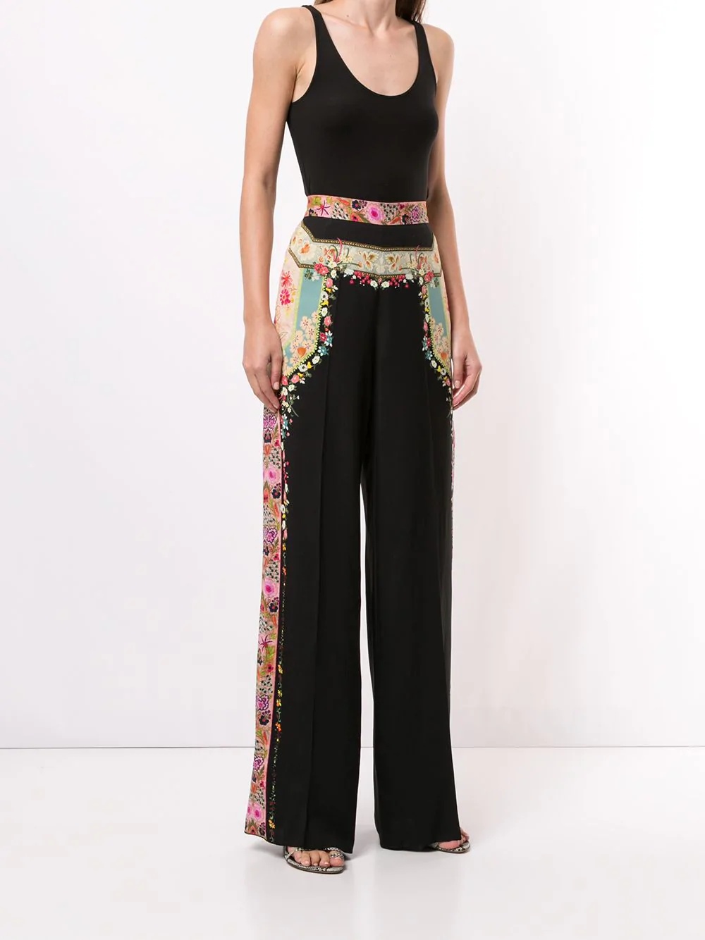 floral print wide trousers - 3