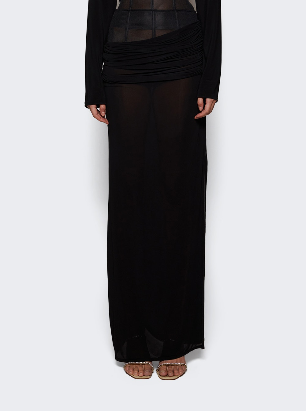 Coiled Jersey Corseted Skirt Black - 2