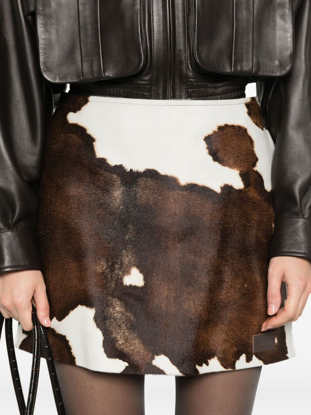 cow-print mini skirt - 5
