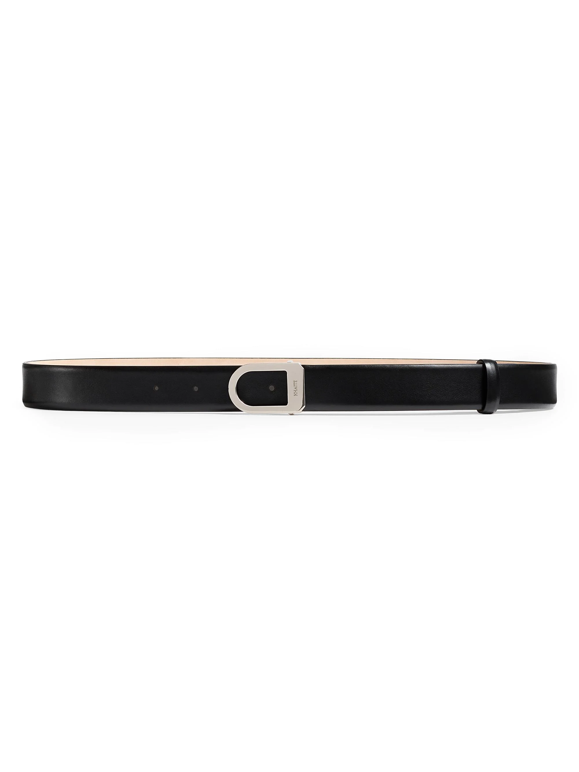 Women's Saddle Leather Belt - Black Silver - 1