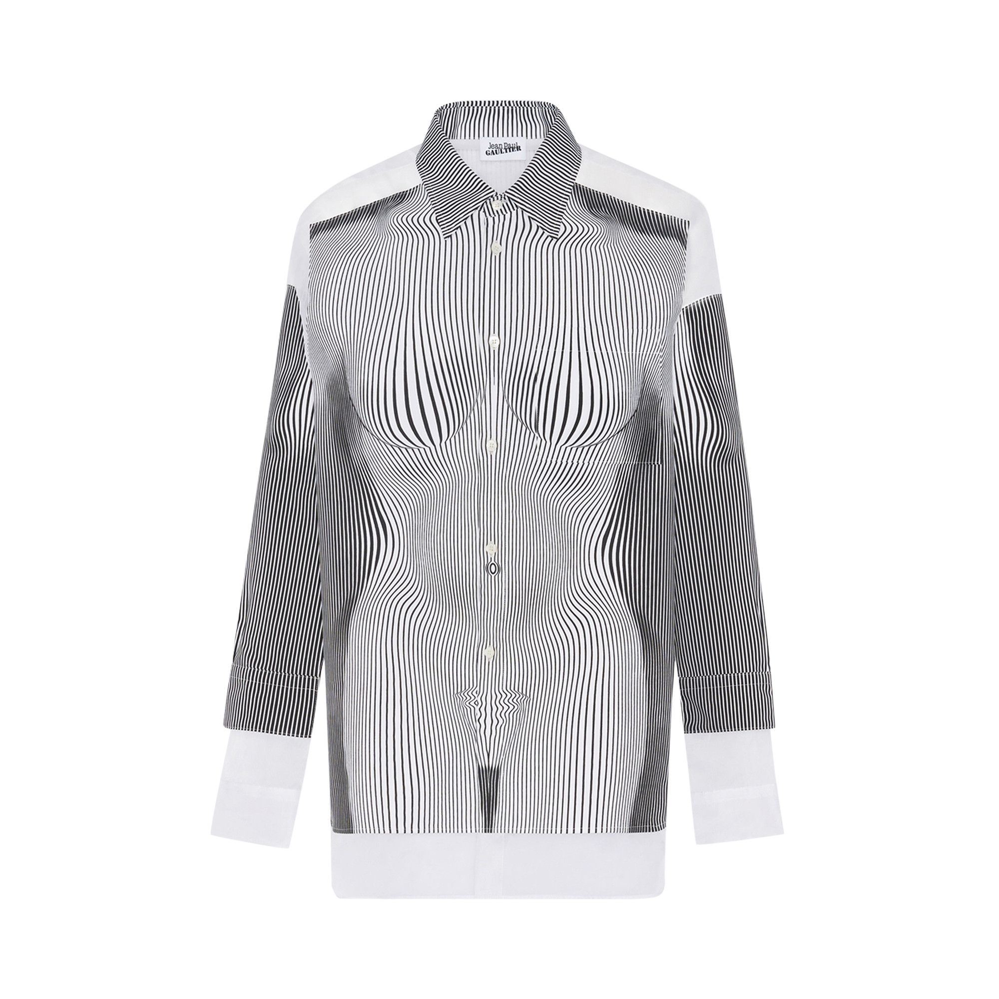 Jean Paul Gaultier Petit Grand Pinstripe Body Morphing Shirt 'Black/White' - 1
