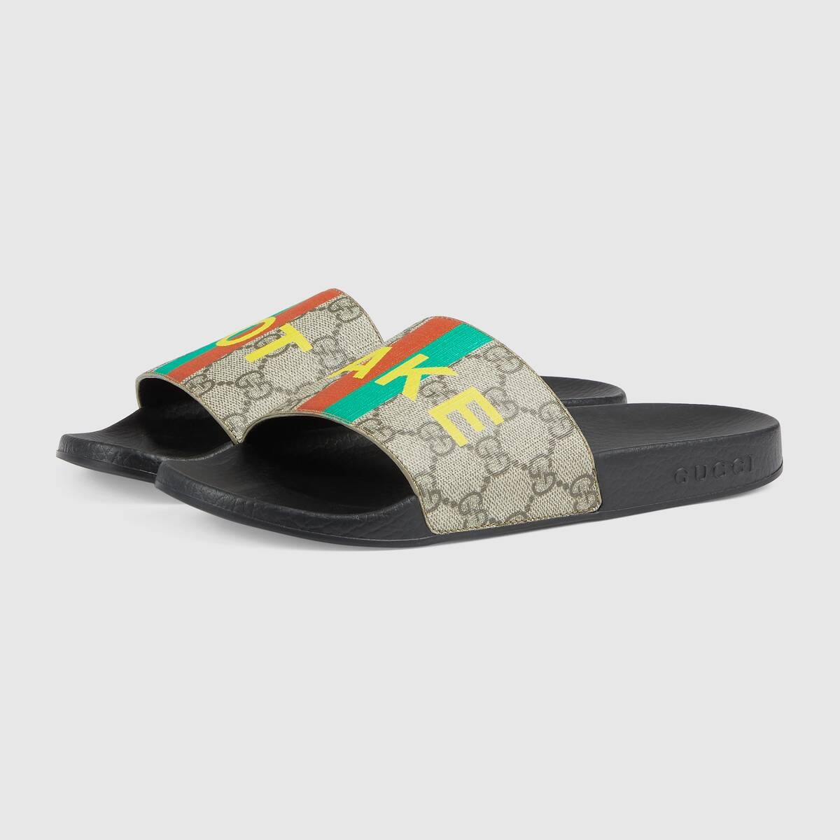 Women's 'Fake/Not' print slide sandal - 3