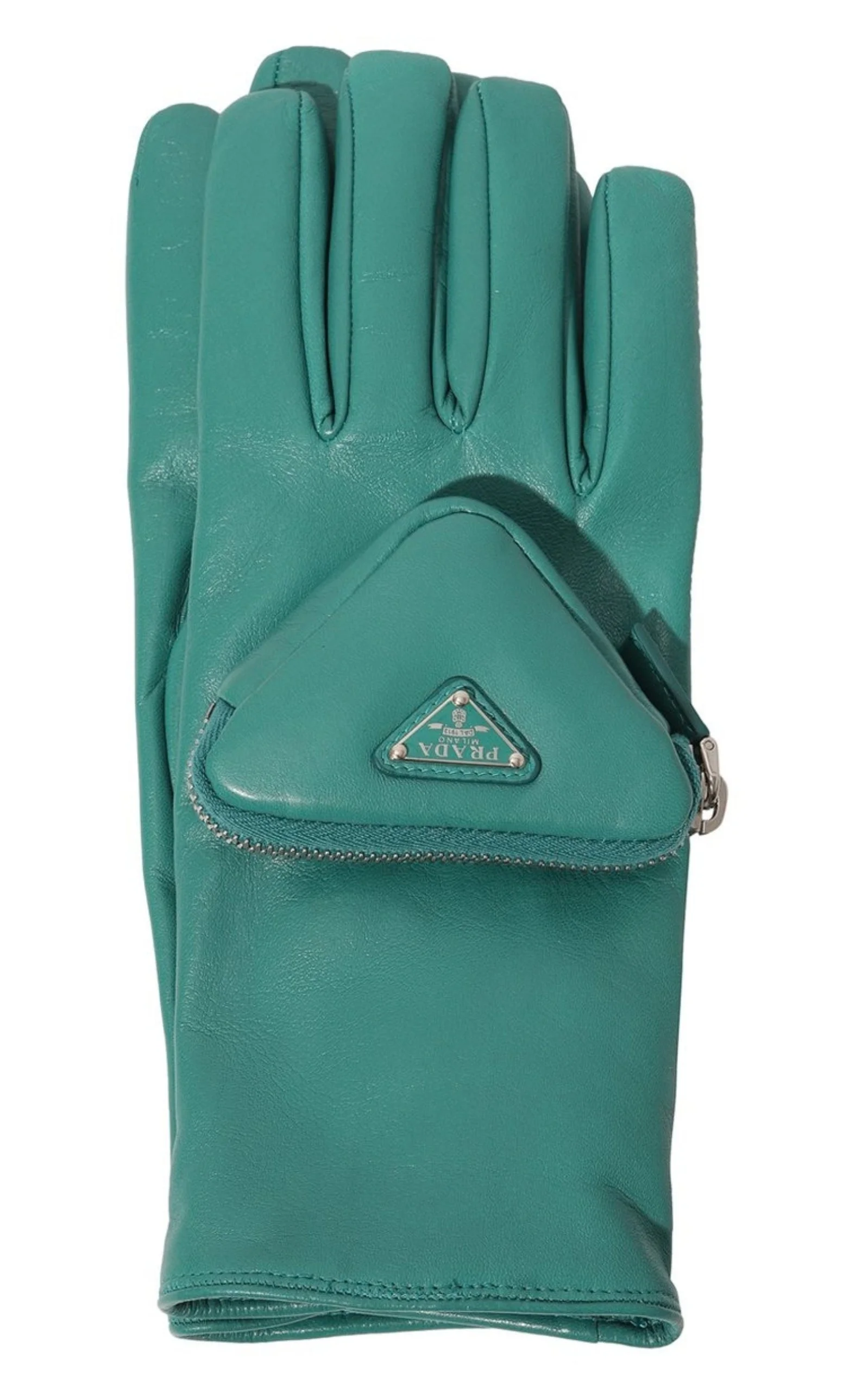 Pouch-embellished Leather Gloves - 1