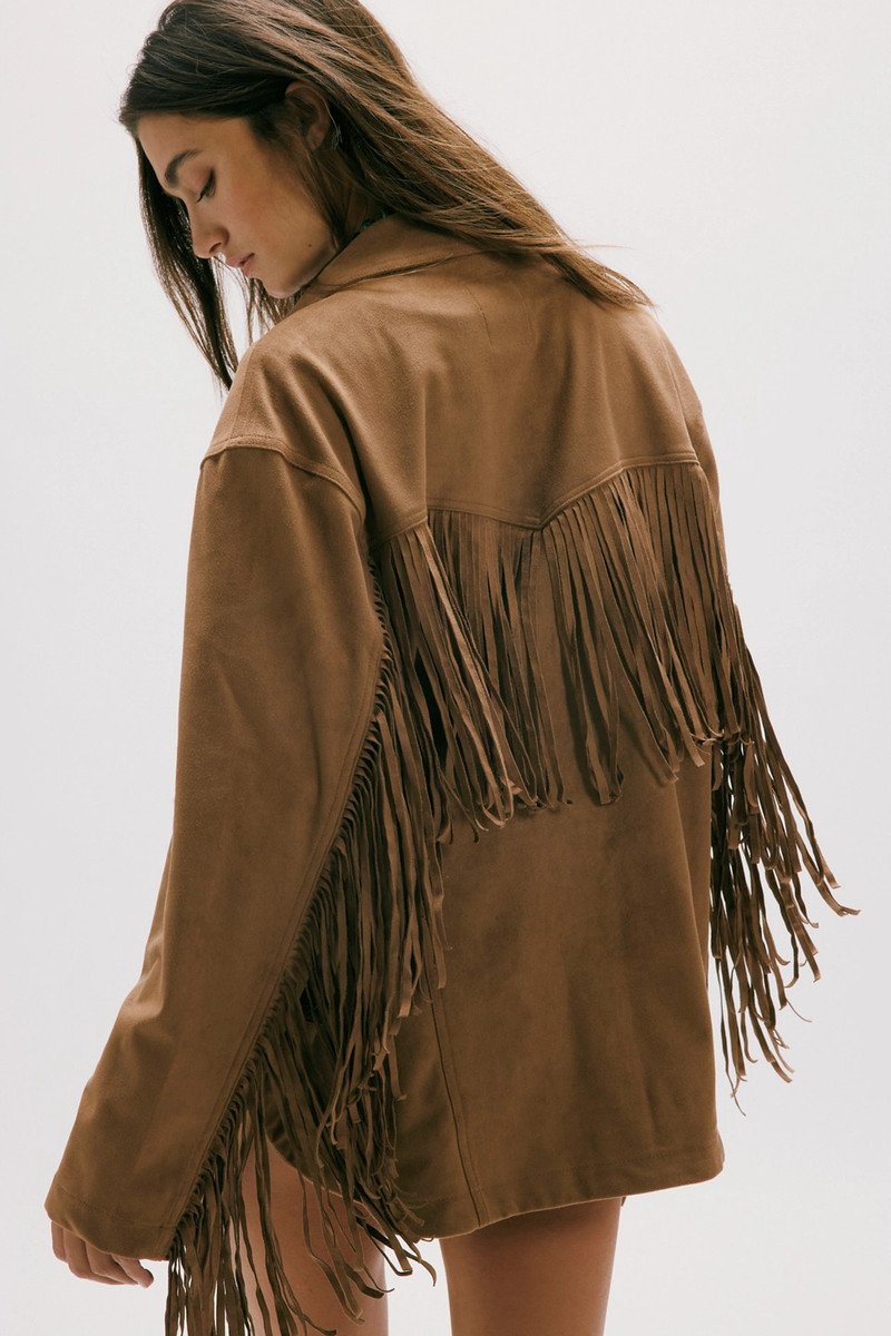 FREE PEOPLE We The Free Fringe Out Vegan Suede Jacket outlook