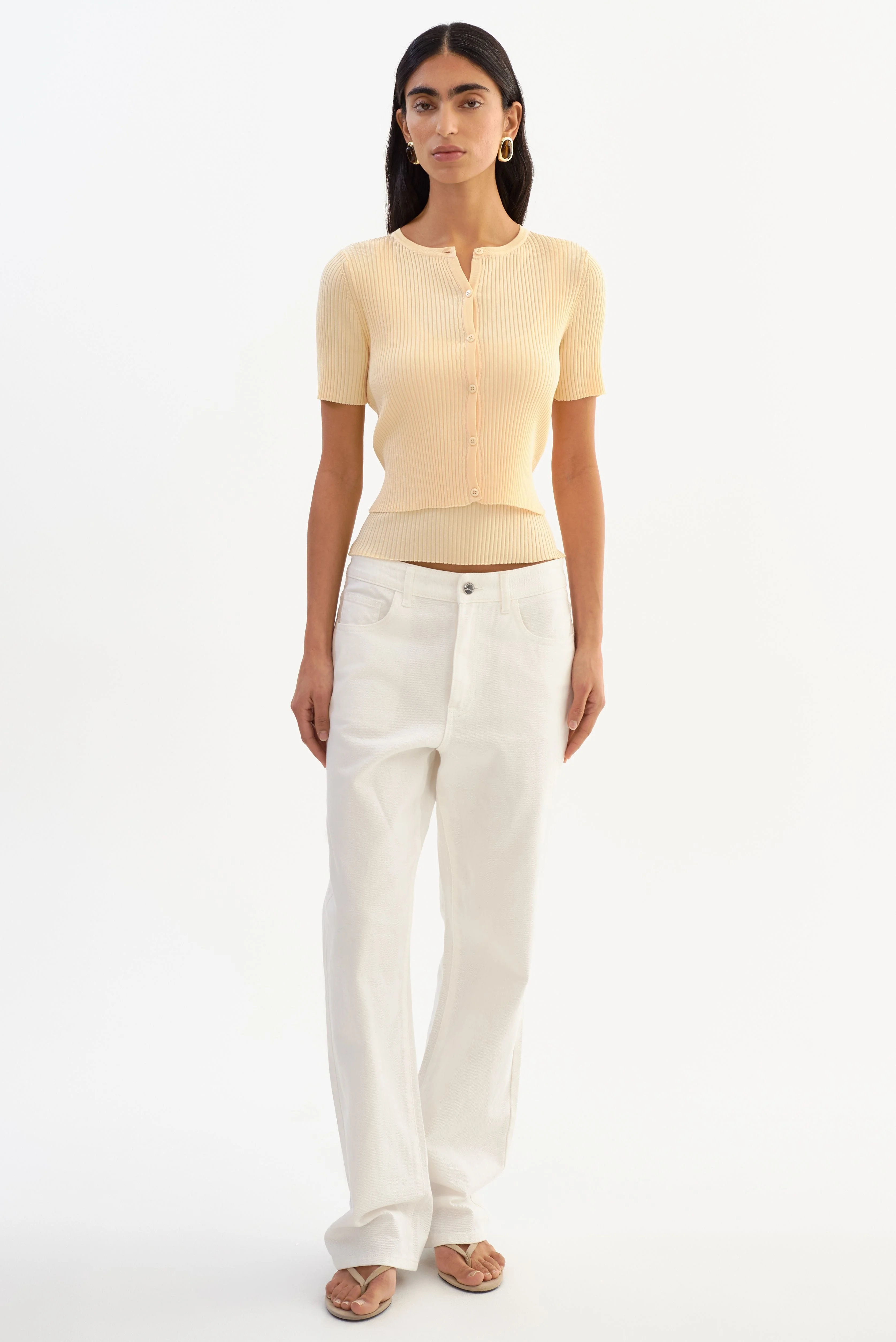 MAEVA | Shimmery Rib Knit Cropped Cardigan - 1