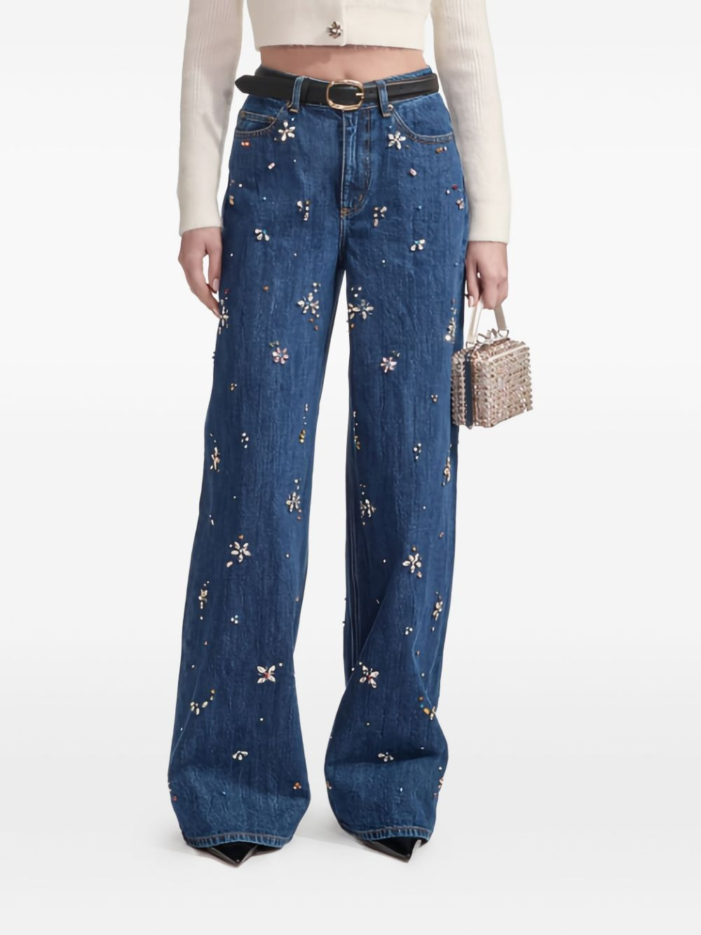 crystal-embellished jeans - 1