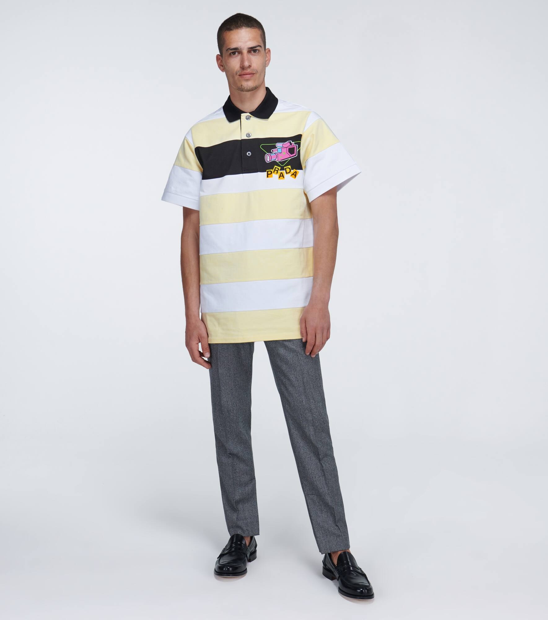Camera printed striped polo shirt - 2