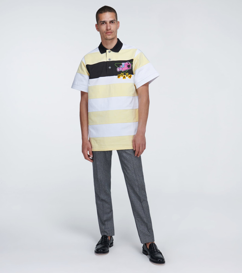 Prada Camera printed striped polo shirt outlook