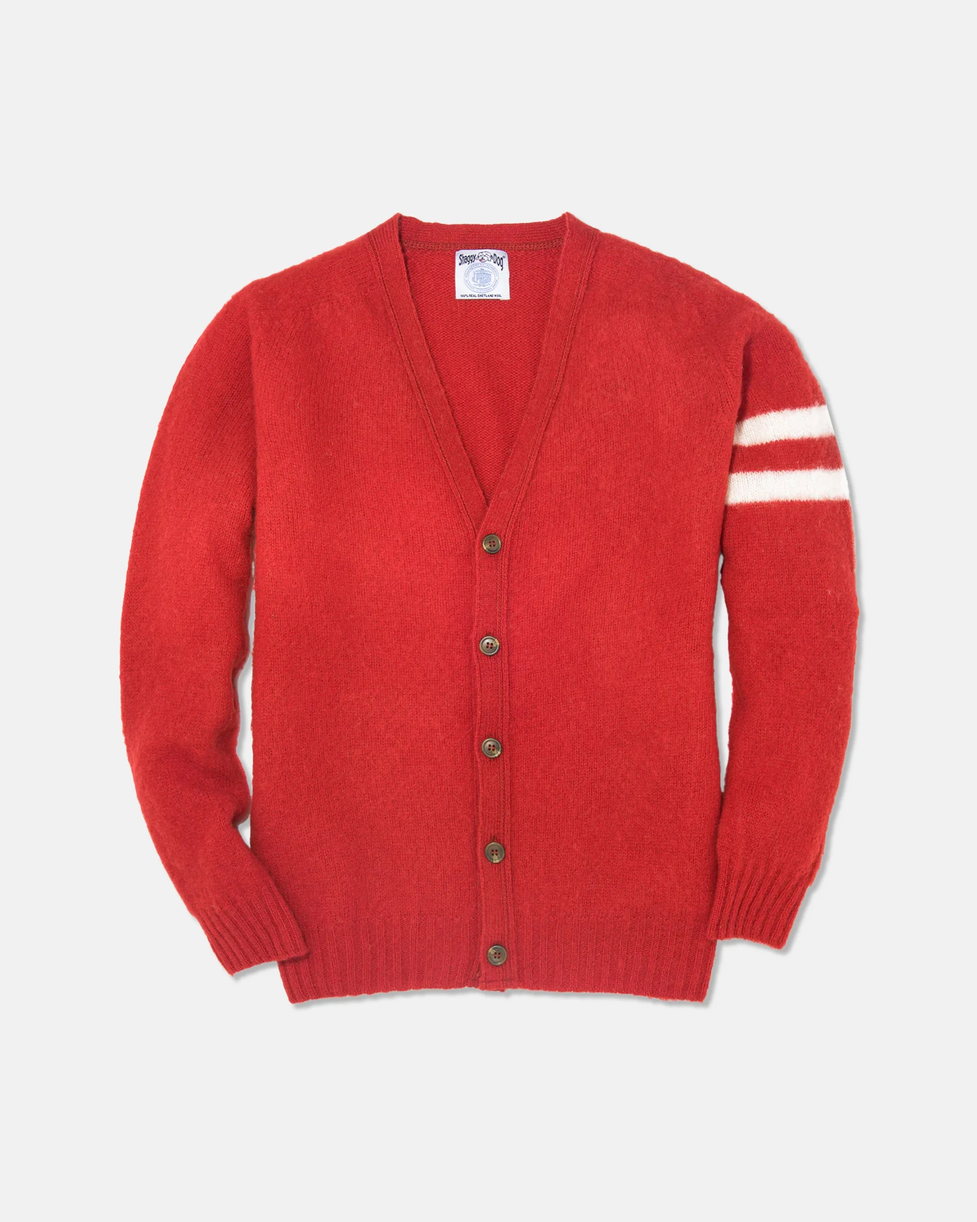 MADE-IN-SCOTLAND RED SHAGGY DOG UNIVERSITY CARDIGAN - 1