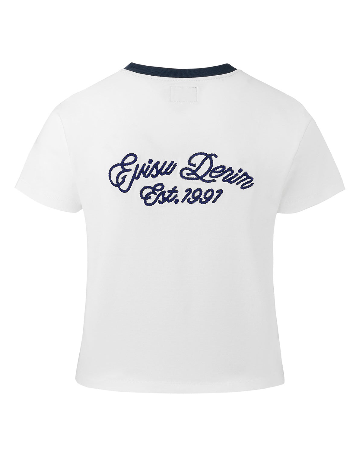 Contrast 3D Seagull and Slogan Embroidery Slim Fit T-Shirt - 10