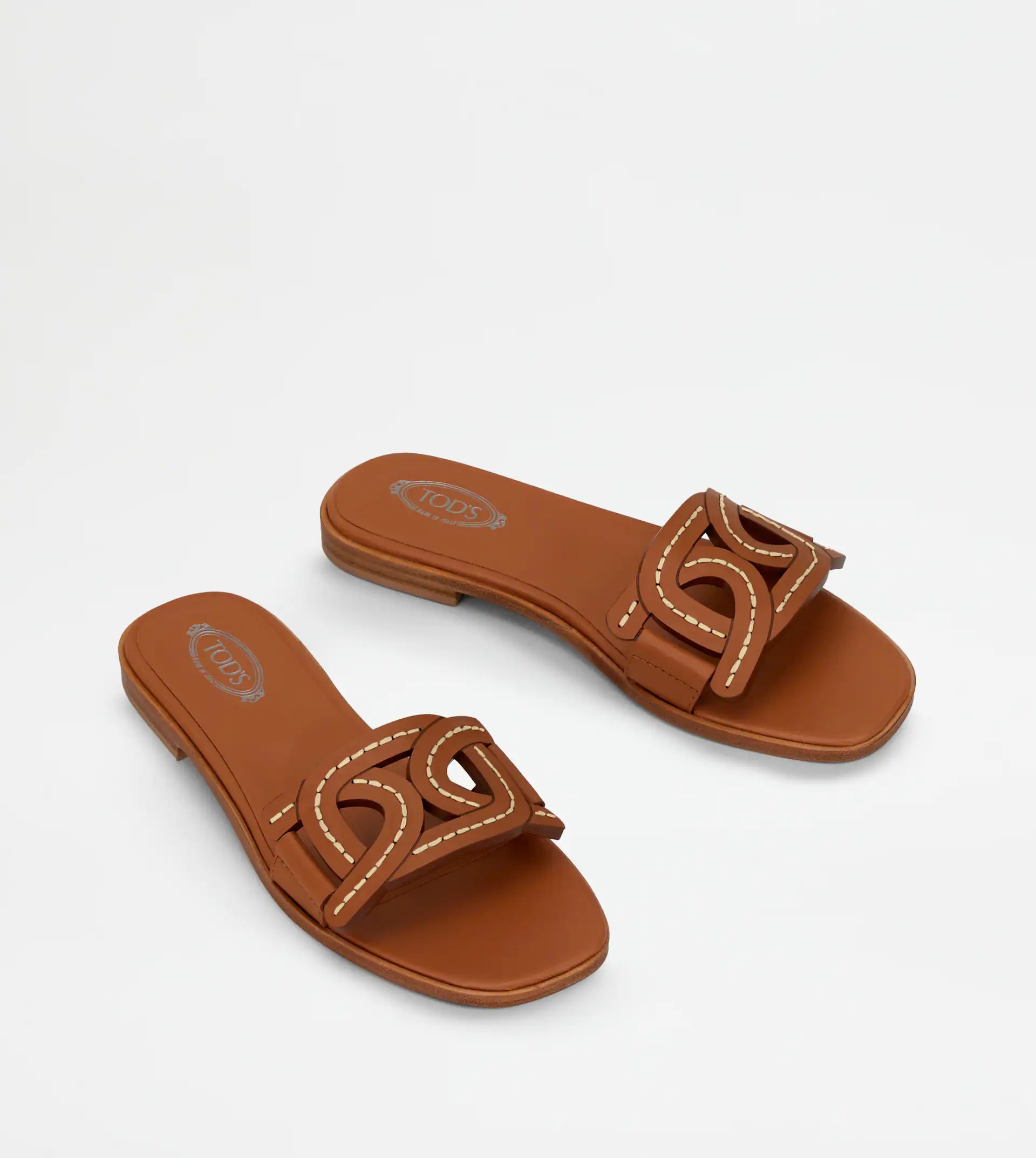 SANDALS IN LEATHER - BROWN - 3