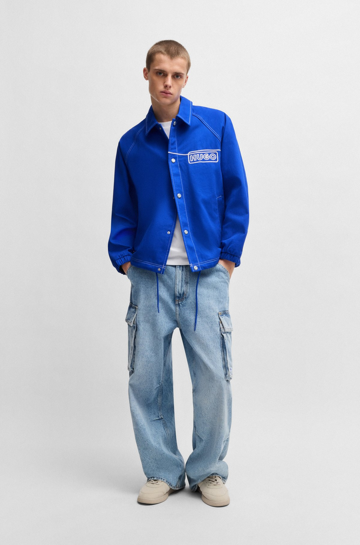 COTTON-TWILL JACKET WITH CHAIN-STITCH LOGO - 3
