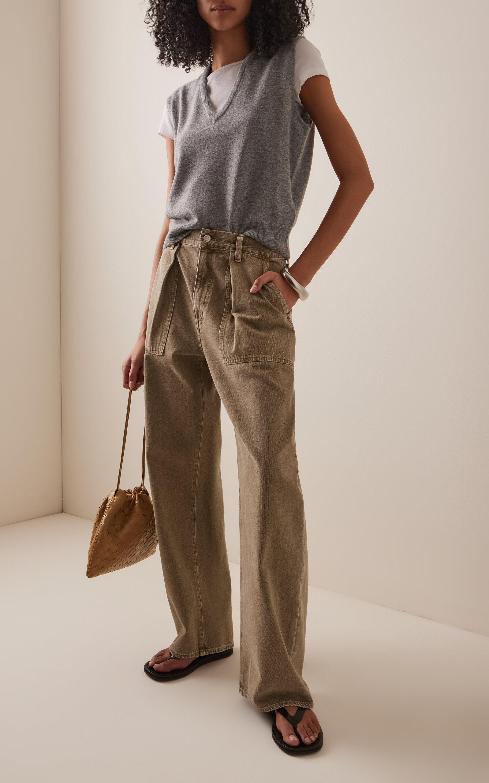 Sefton Cotton Curved-Leg Pants khaki - 2