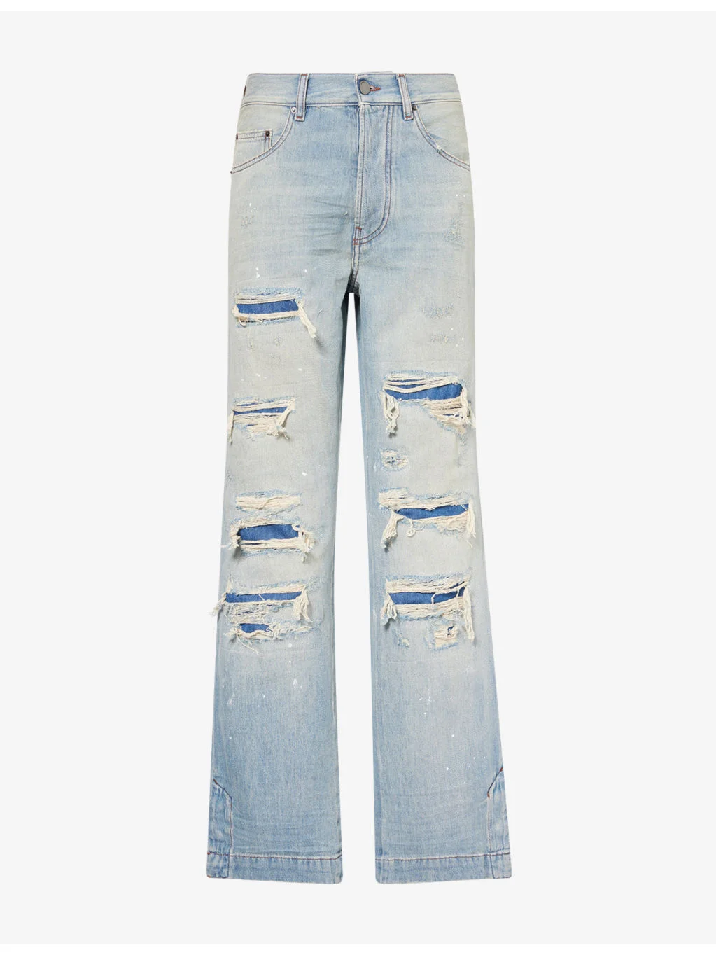 Destroyed Straight-Leg Denim Jeans - 1