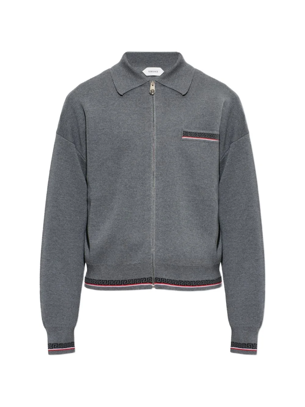 jacquard wool knit zip sweater - 1