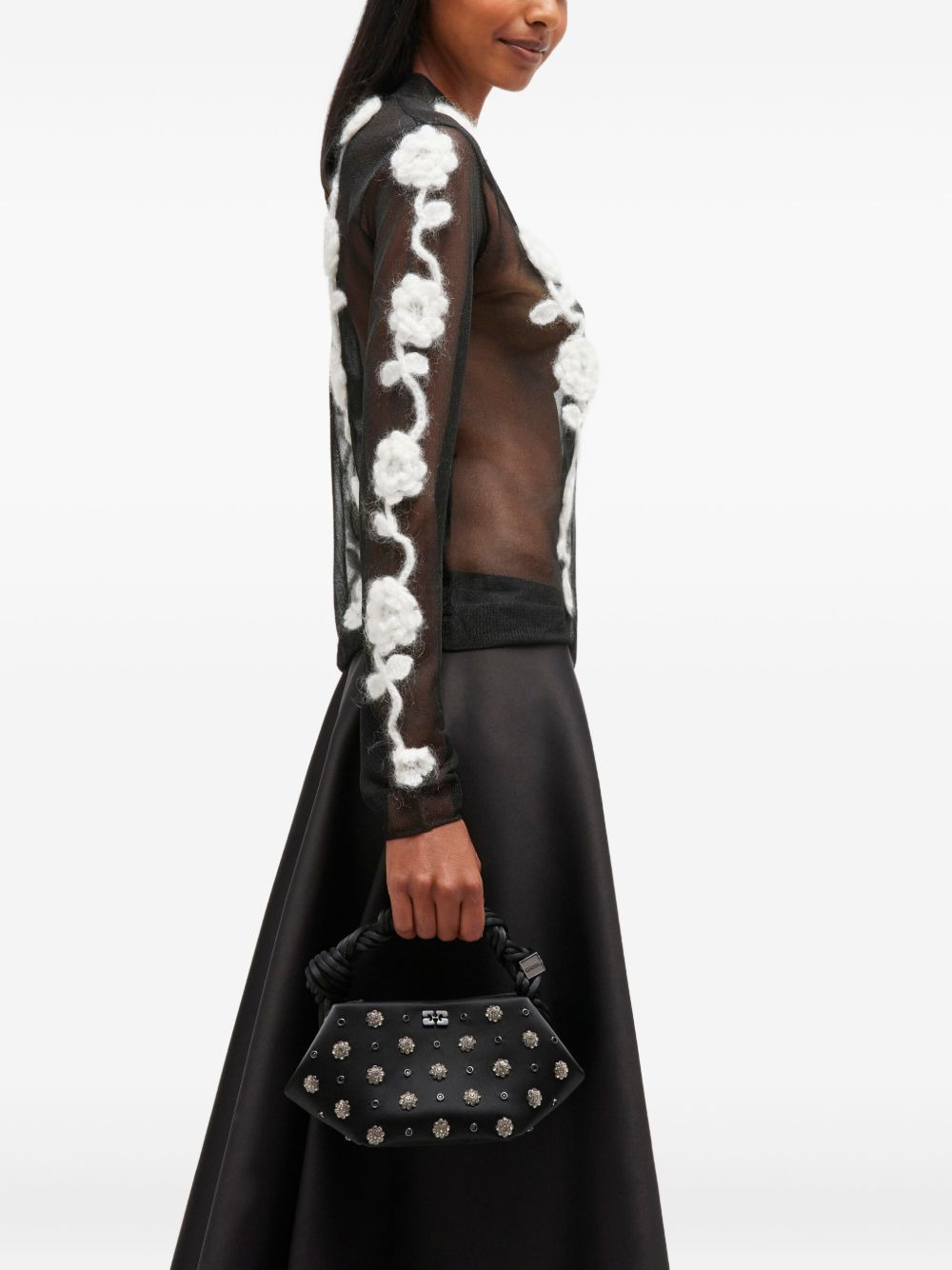 mini Bou flower-embellished stud tote bag - 4
