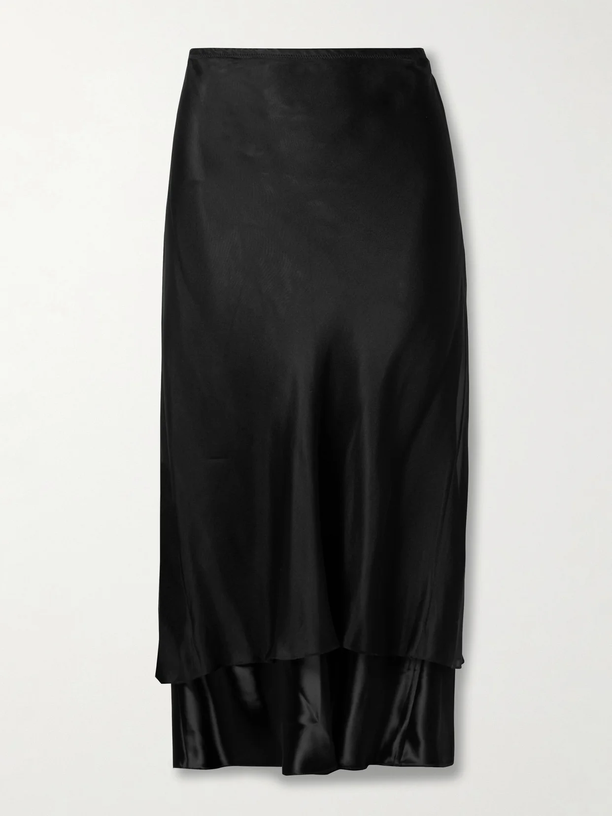 Monina Layered Satin And Organza Midi Skirt - 1