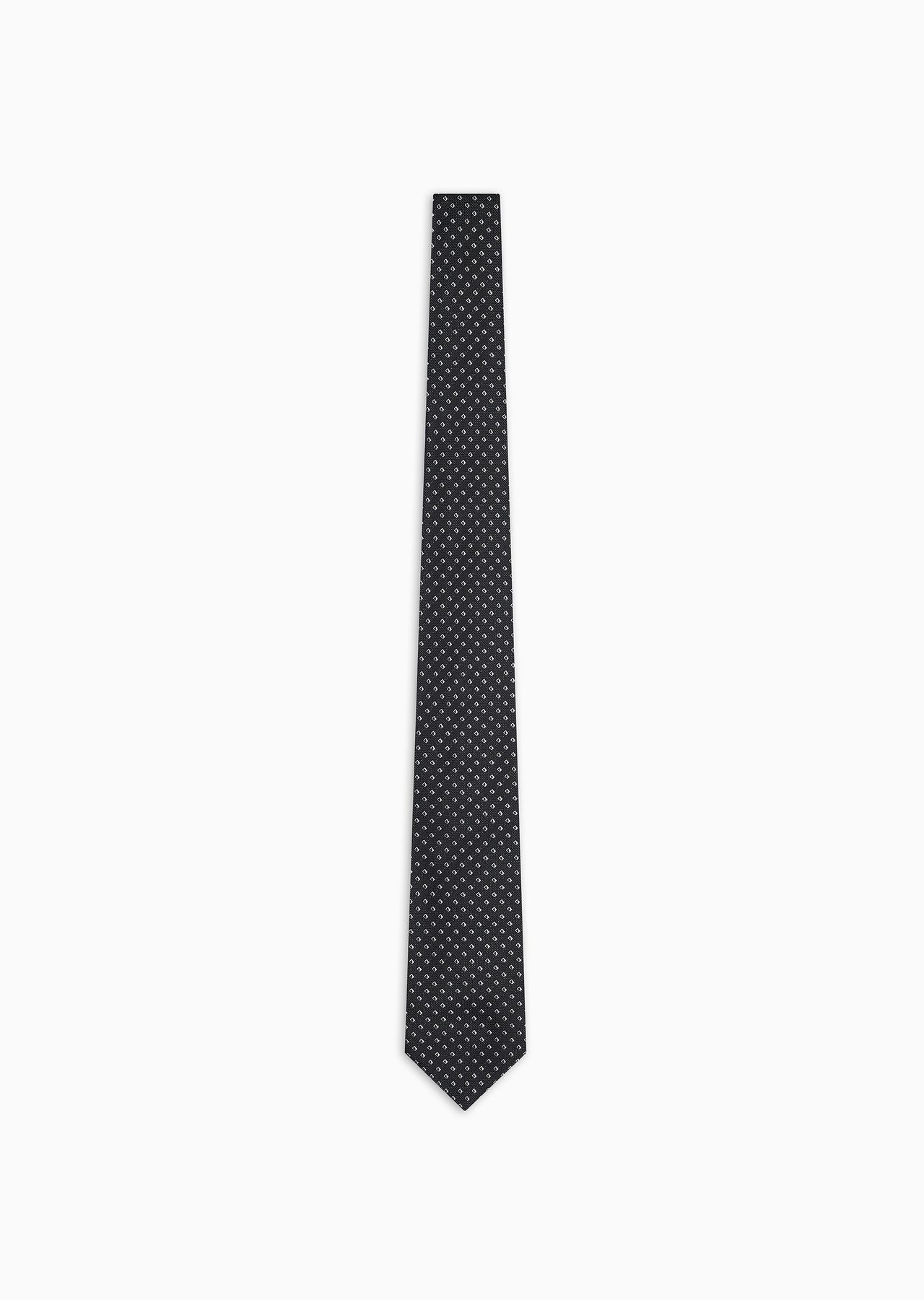 Pure silk tie with jacquard micro-check - 1