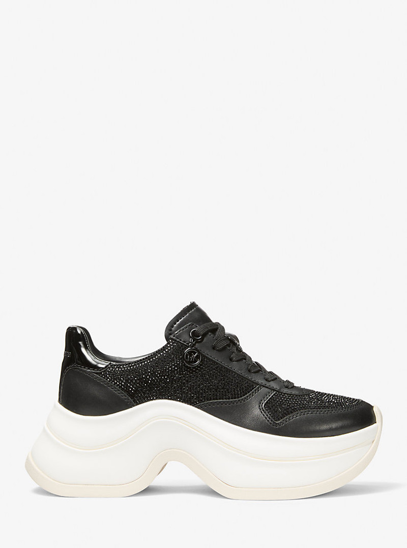 MICHAEL KORS Arla Embellished Leather Trainer outlook