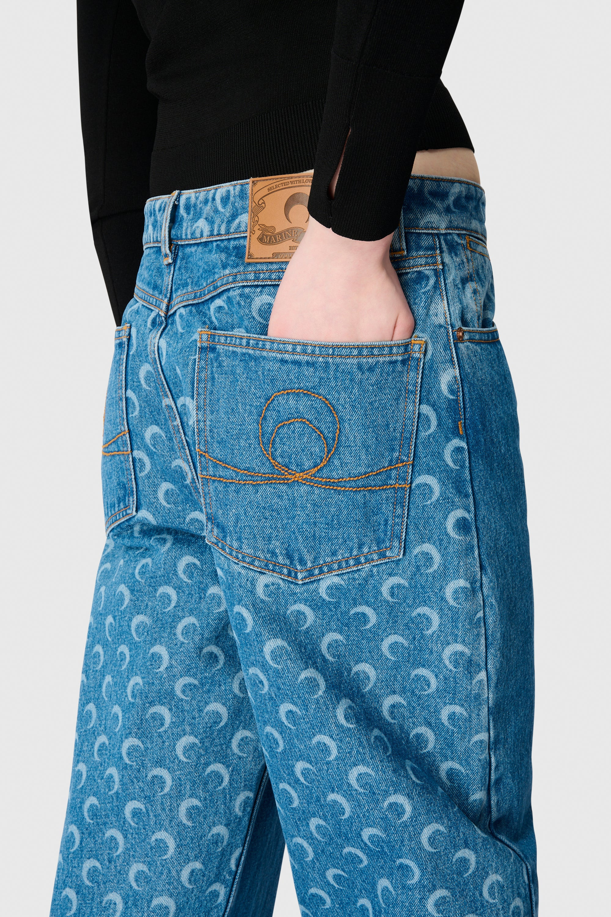 Moon Laser Blue Wash Denim Baggy Jeans - 2