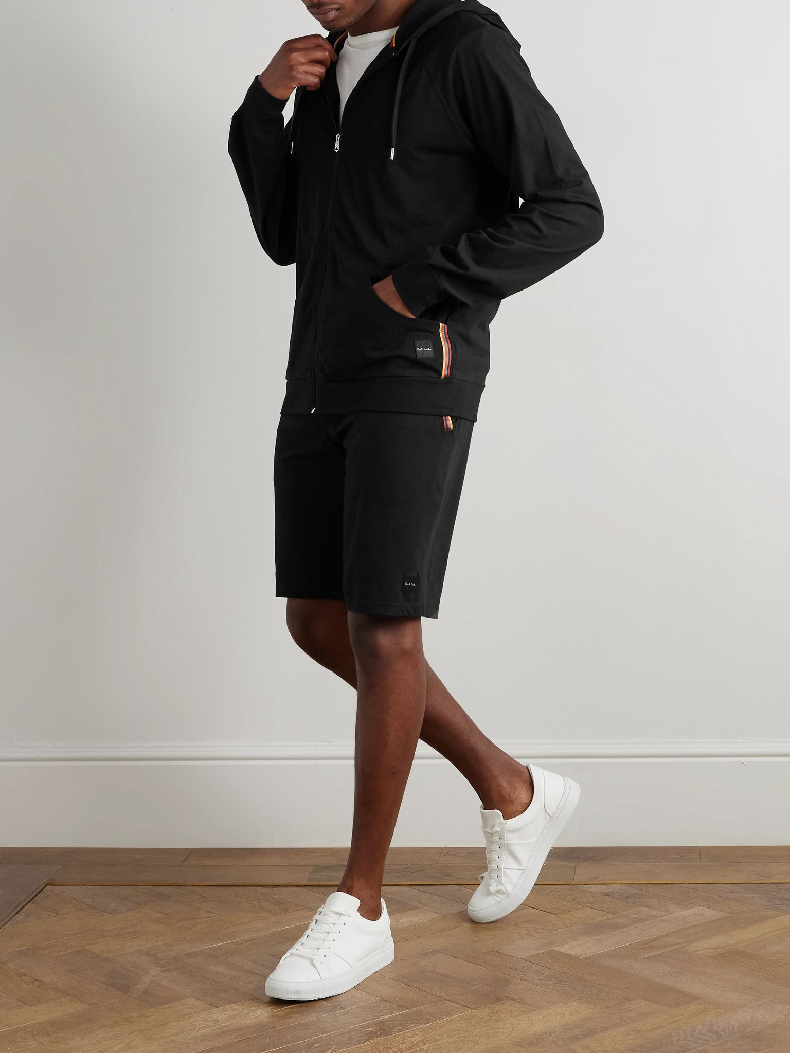 Straight-Leg Logo-Appliquéd Cotton-Jersey Shorts Black - 2