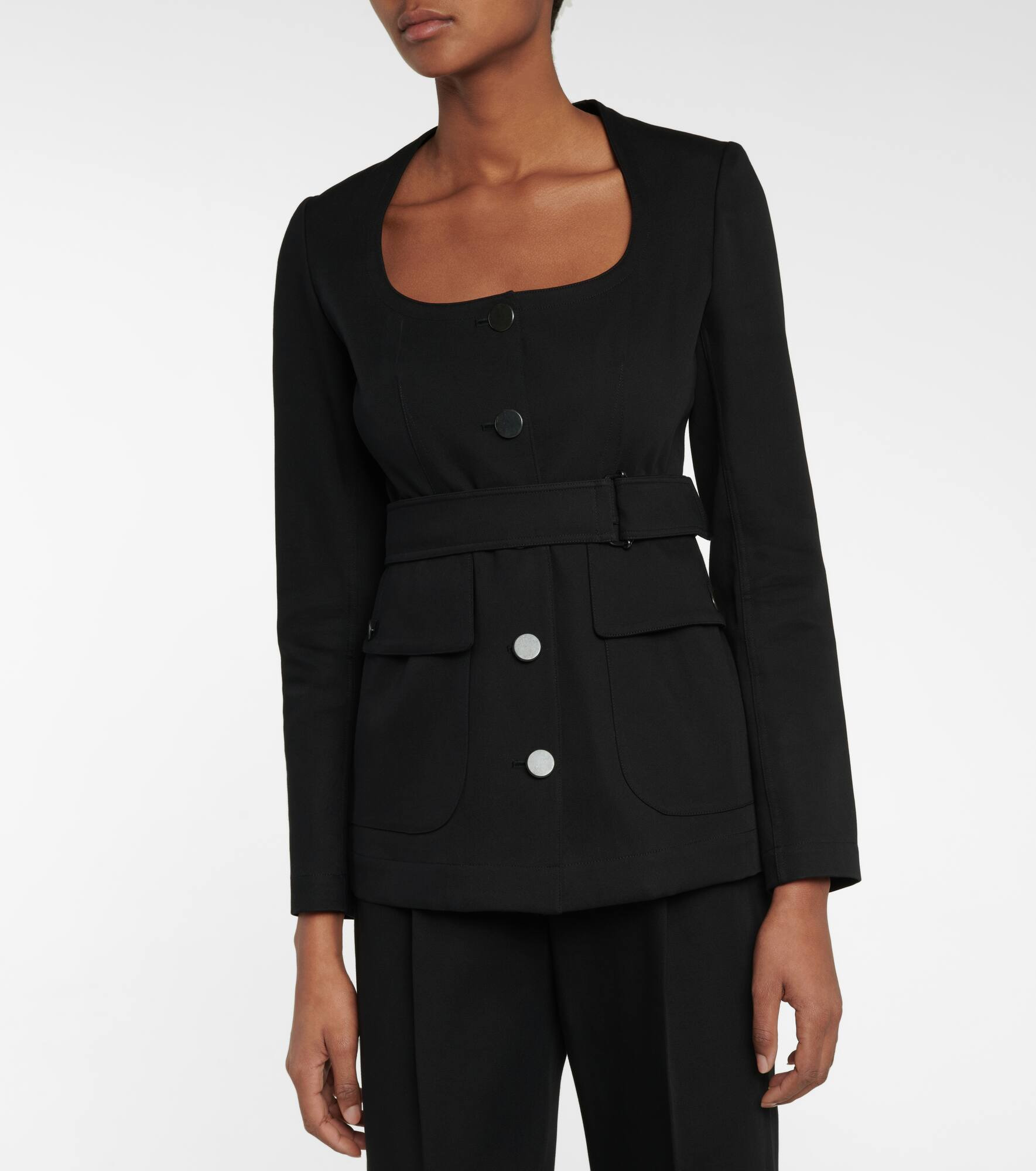 Belted cotton gabardine jacket - 4