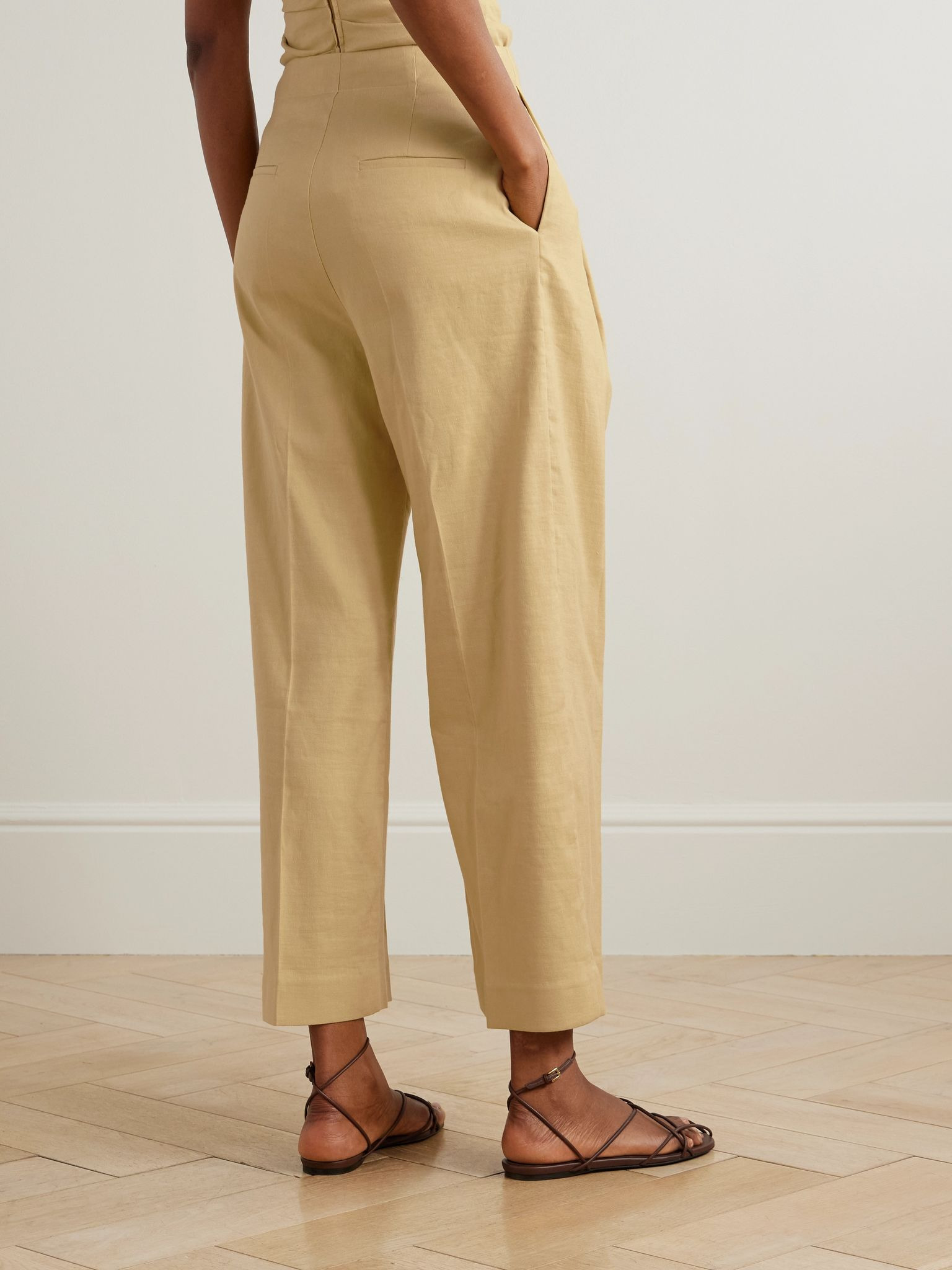 Ornella linen-blend wide-leg pants Beige - 4