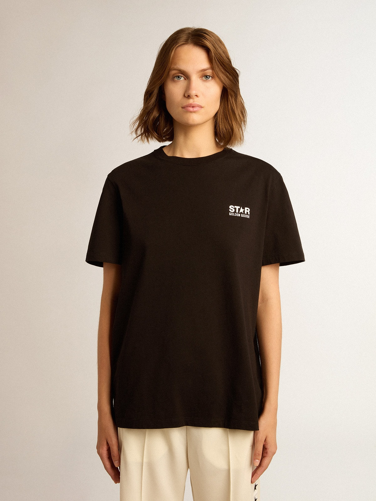 Black Star Collection T-shirt with contrasting white logo and star - 5