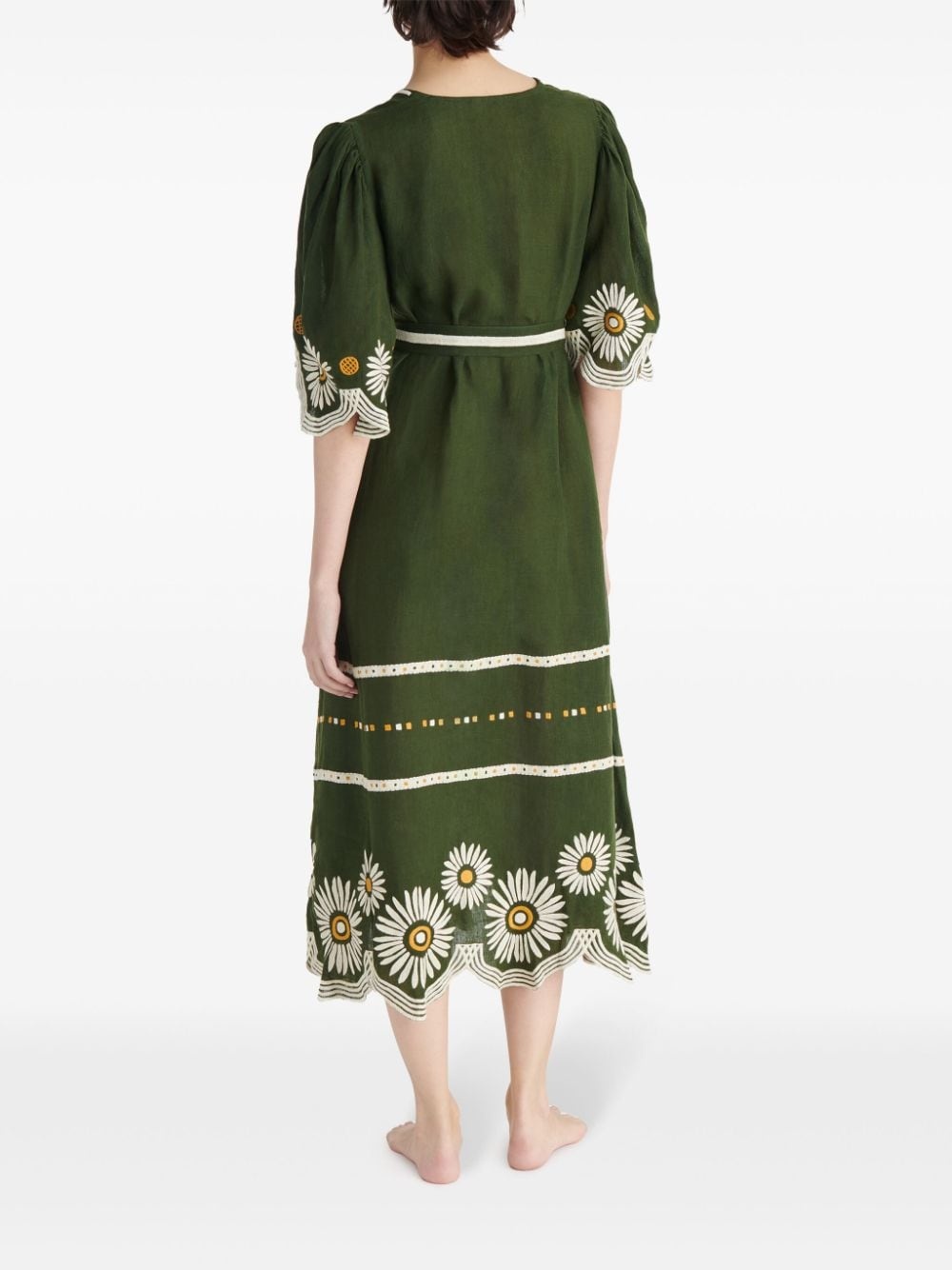 Hortense floral-embroidered linen dress - 3