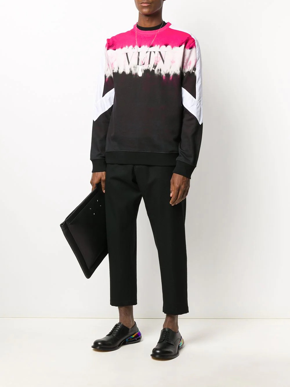 panelled VLTN logo print sweatshirt - 2