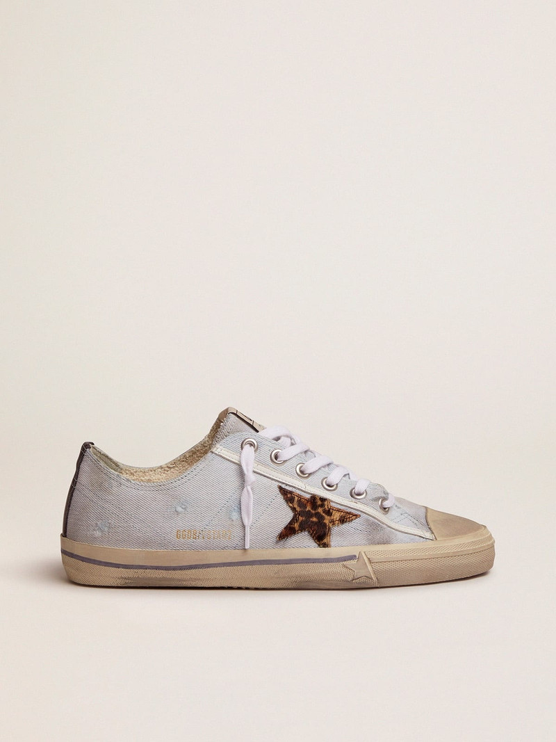 V-Star LTD sneakers in denim with leopard-print pony skin star - 1