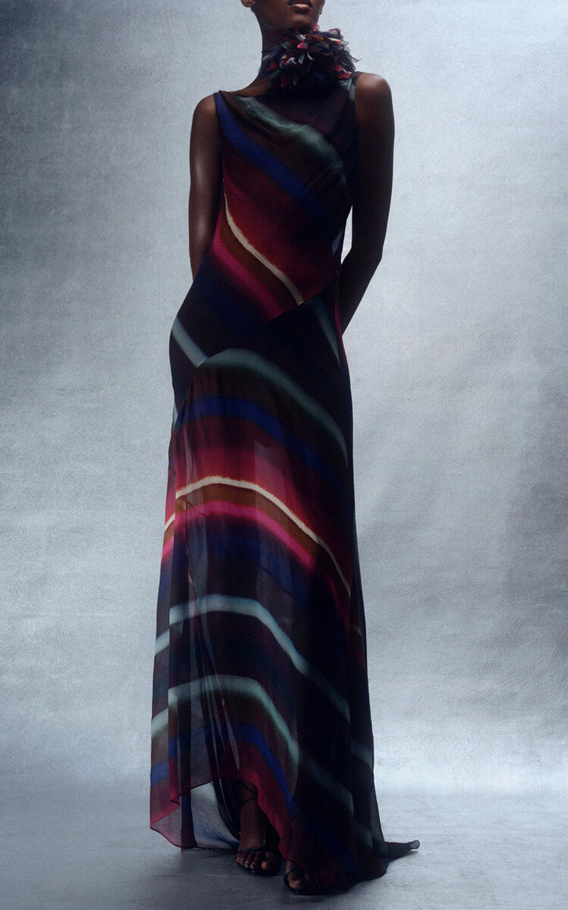 CHRISTOPHER JOHN ROGERS Louie Stripe Maxi Dress black outlook