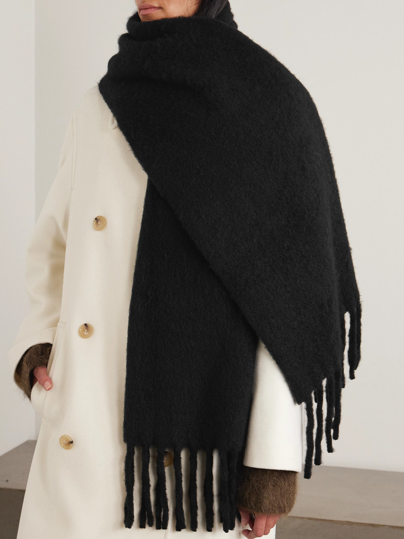 TOTEME Fringed Appliquéd Brushed Alpaca-blend Scarf outlook