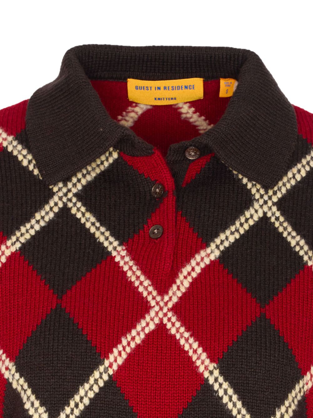 diamond-pattern polo sweater - 4