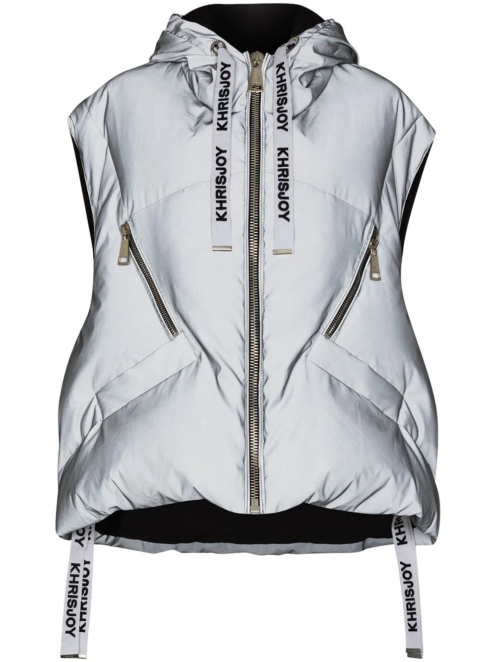 hooded sleeveless puffer jacket - 1